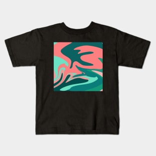 Blue, Green And Pink Abstract Marble Pattern Kids T-Shirt